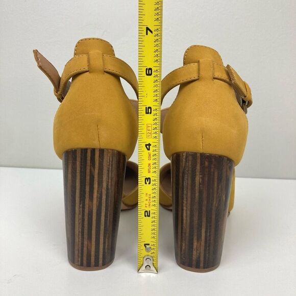 Fortress of Inca Luna Naya Amber Yellow Suede Sculpted Wood Heels US 10, EU 40 - Picture 5 of 7